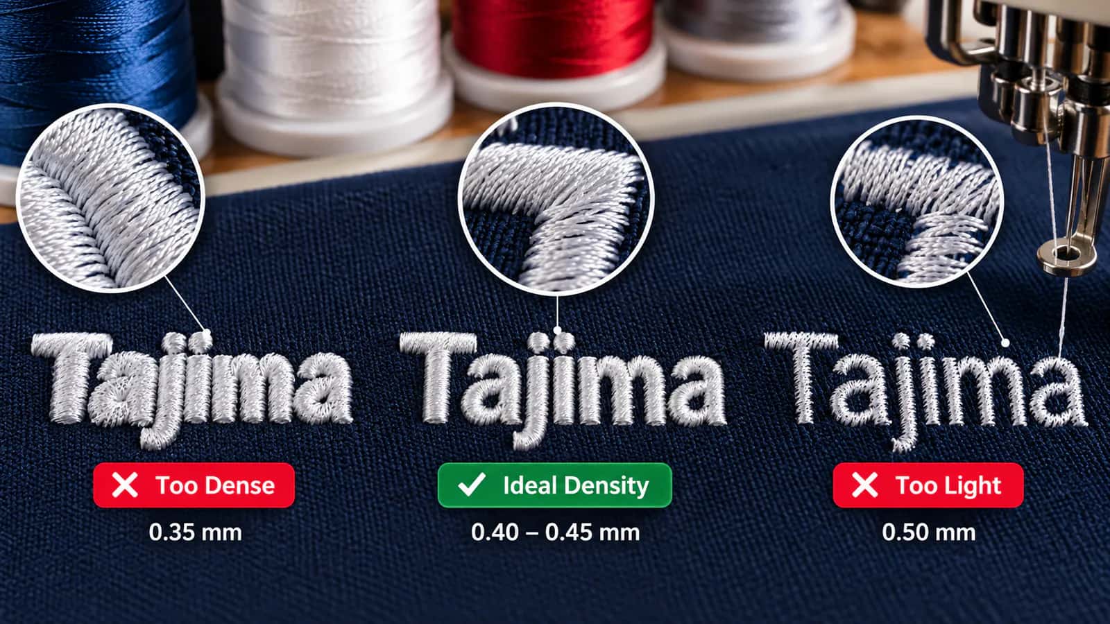 Best stitch density for small embroidery lettering