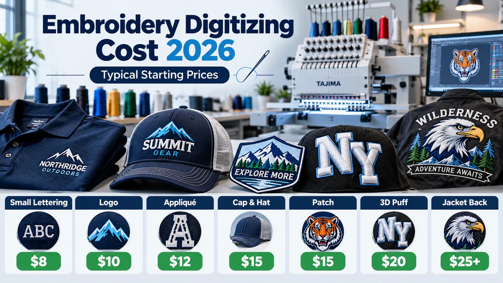 How much does embroidery digitizing cost? 2026 guide