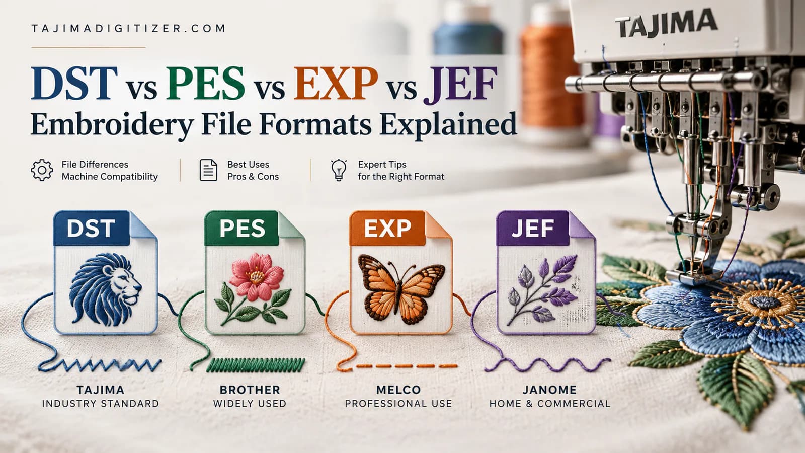 DST vs PES vs EXP vs JEF: which embroidery file format do you need?
