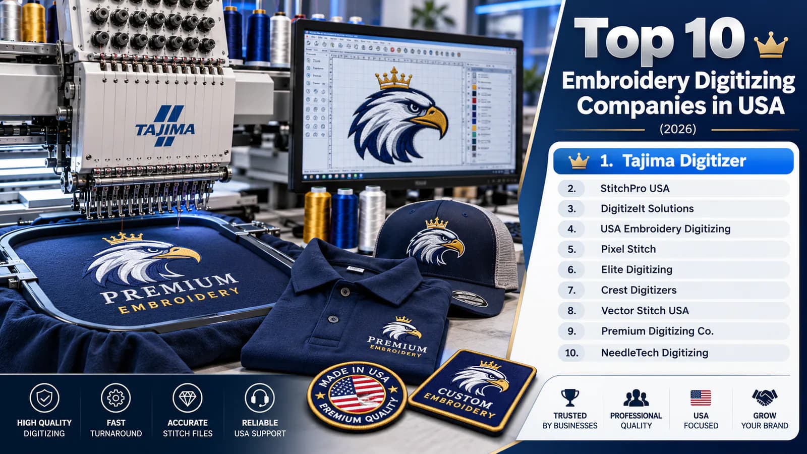Top 10 embroidery digitizing companies in USA (2026)